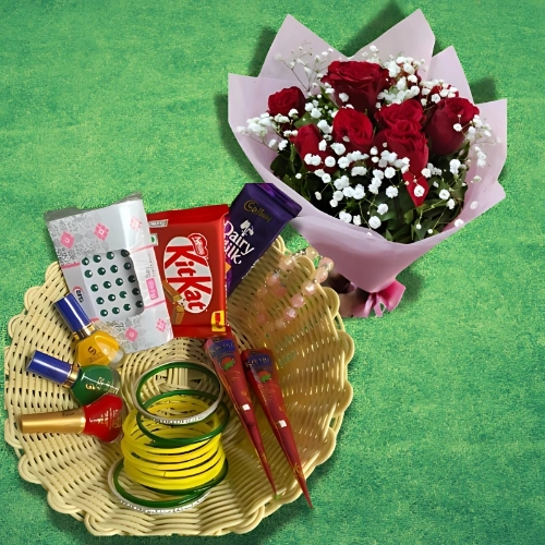 Special Shrawan Combo with Flower Bouquet